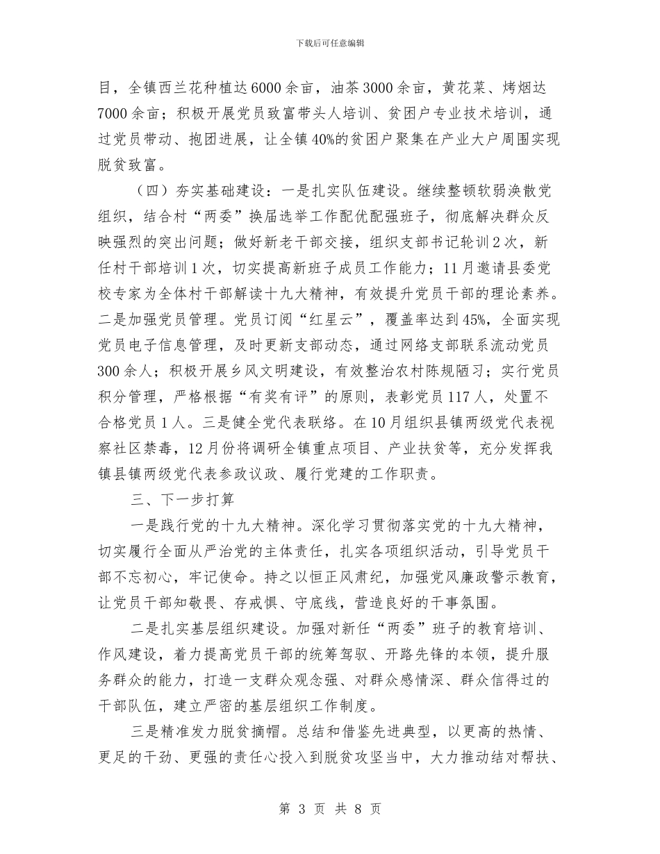 中共乡镇委员会基层党建工作汇报与中共党员年终工作总结汇编_第3页