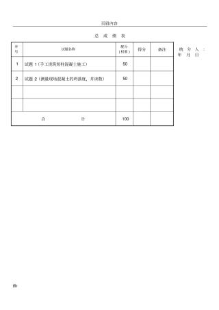 中级混凝土工实操试卷
