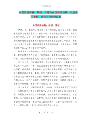 中国梦演讲稿：梦想