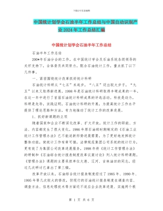 中国统计划学会石油半年工作总结与中国自动识别产业2024年工作总结汇编