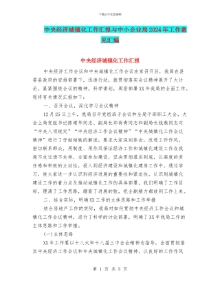 中央经济城镇化工作汇报与中小企业局2024年工作意见汇编