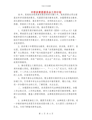 中学共青团委员会工作计划