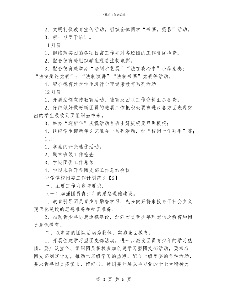 中学学校团委工作计划范文_第3页