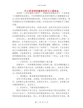 中小学老师师德师风学习心得体会