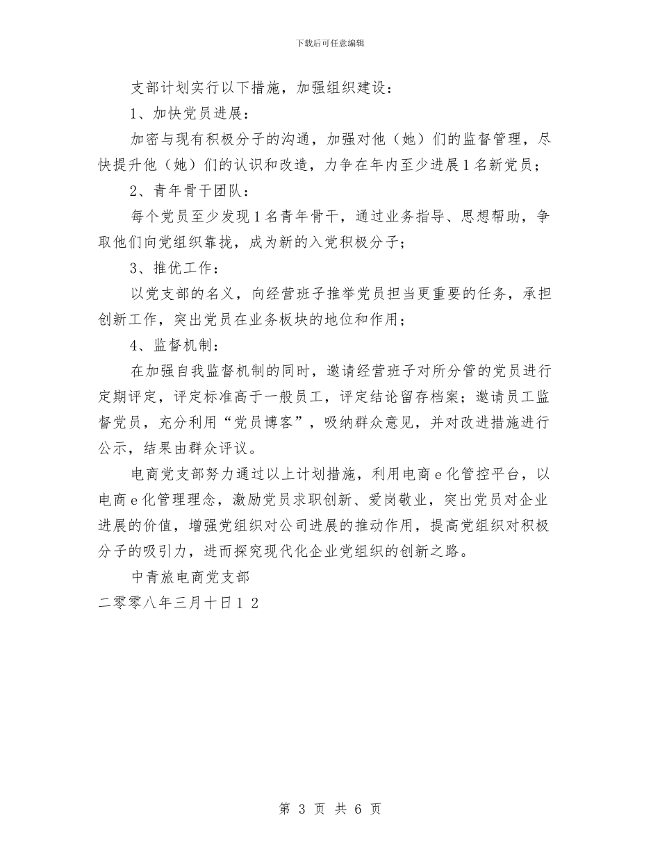 中青旅电商党支部2024年工作计划与中高端女装督导工作总结汇编_第3页