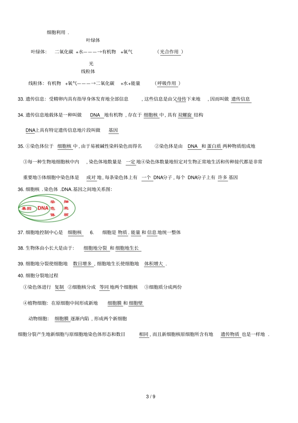 中考七上册生物复习资料_第3页
