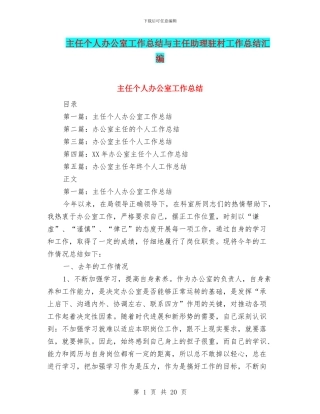 主任个人办公室工作总结与主任助理驻村工作总结汇编