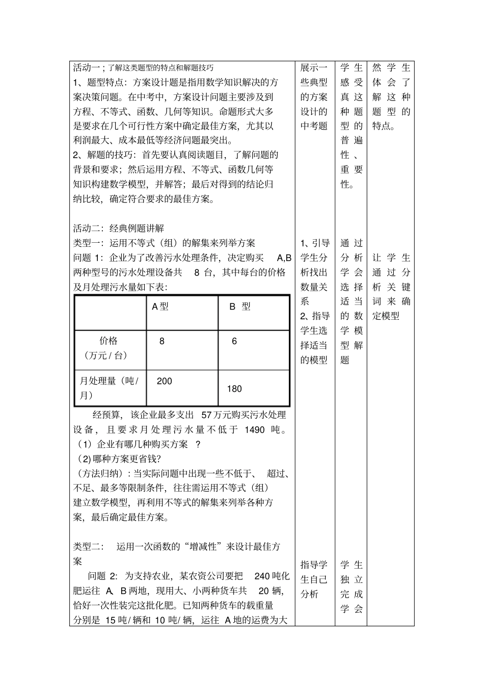 中考专题复习——方案设计和决策问题_第2页