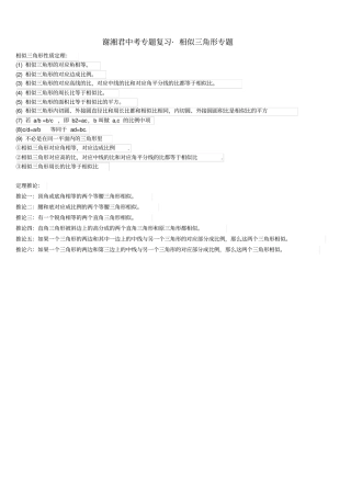 中考专题复习相似三角形专题