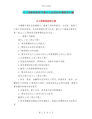 义工团换届选举方案与义诊活动申请报告汇编