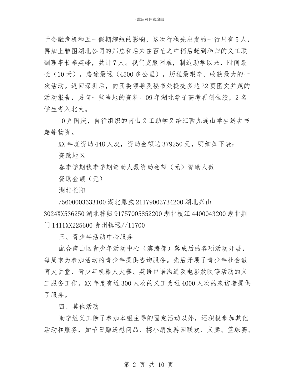 义工联助学组工作总结与义工联合会年度工作总结汇编_第2页