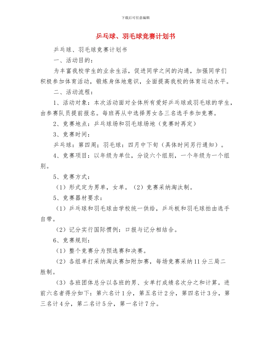 乐民社区2024年度健康教育工作计划与乒乓球、羽毛球比赛计划书汇编_第3页