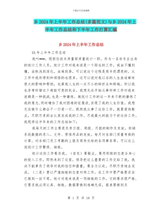 乡2024年上半年工作总结与乡2024年上半年工作总结和下半年工作打算汇编
