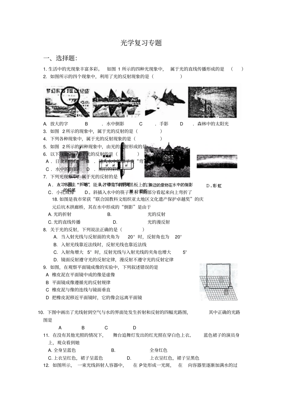 中考光学复习专题_第1页