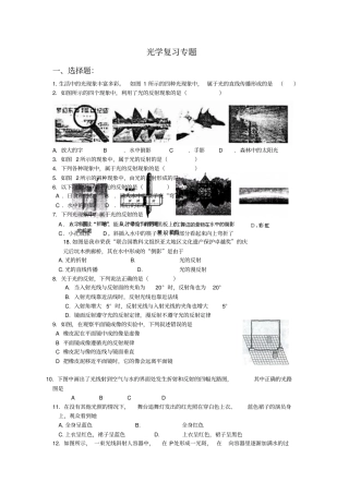 中考光学复习专题