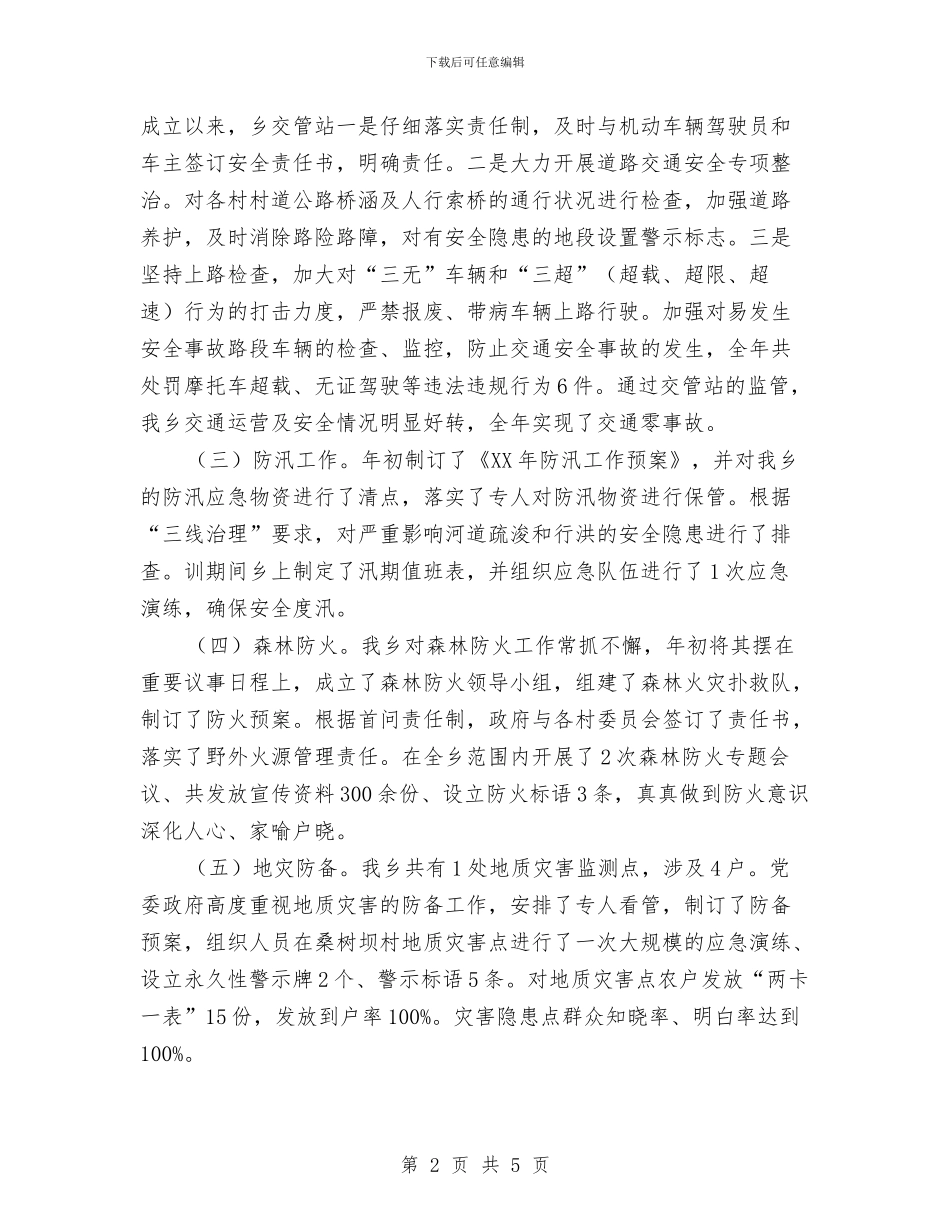 乡2024年度安全生产执行情况总结与乡2024年防汛工作检查报告汇编_第2页