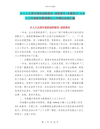 乡人大主席年度的述职报告