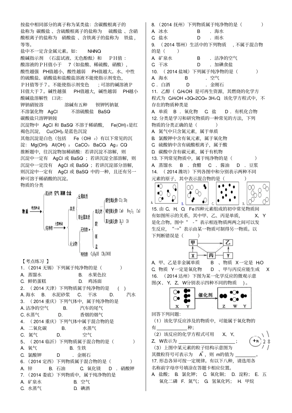 中考冲刺专题三：物质的分类_第2页