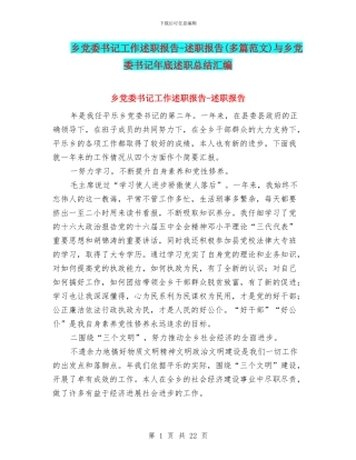 乡党委书记工作述职报告