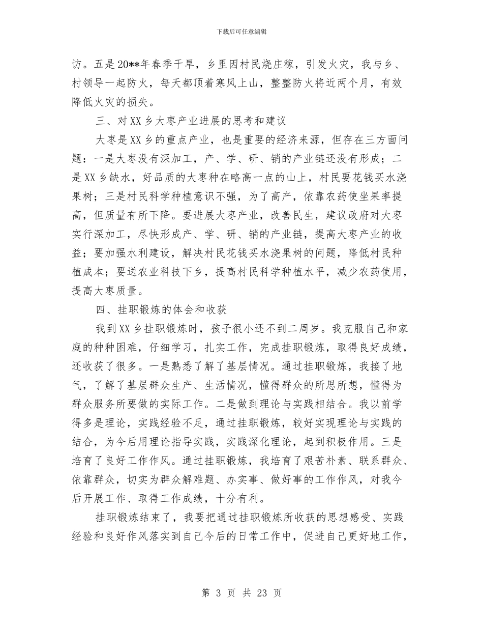 乡党委副书记挂职锻炼工作总结与乡党委副书记述职述廉报告汇编_第3页