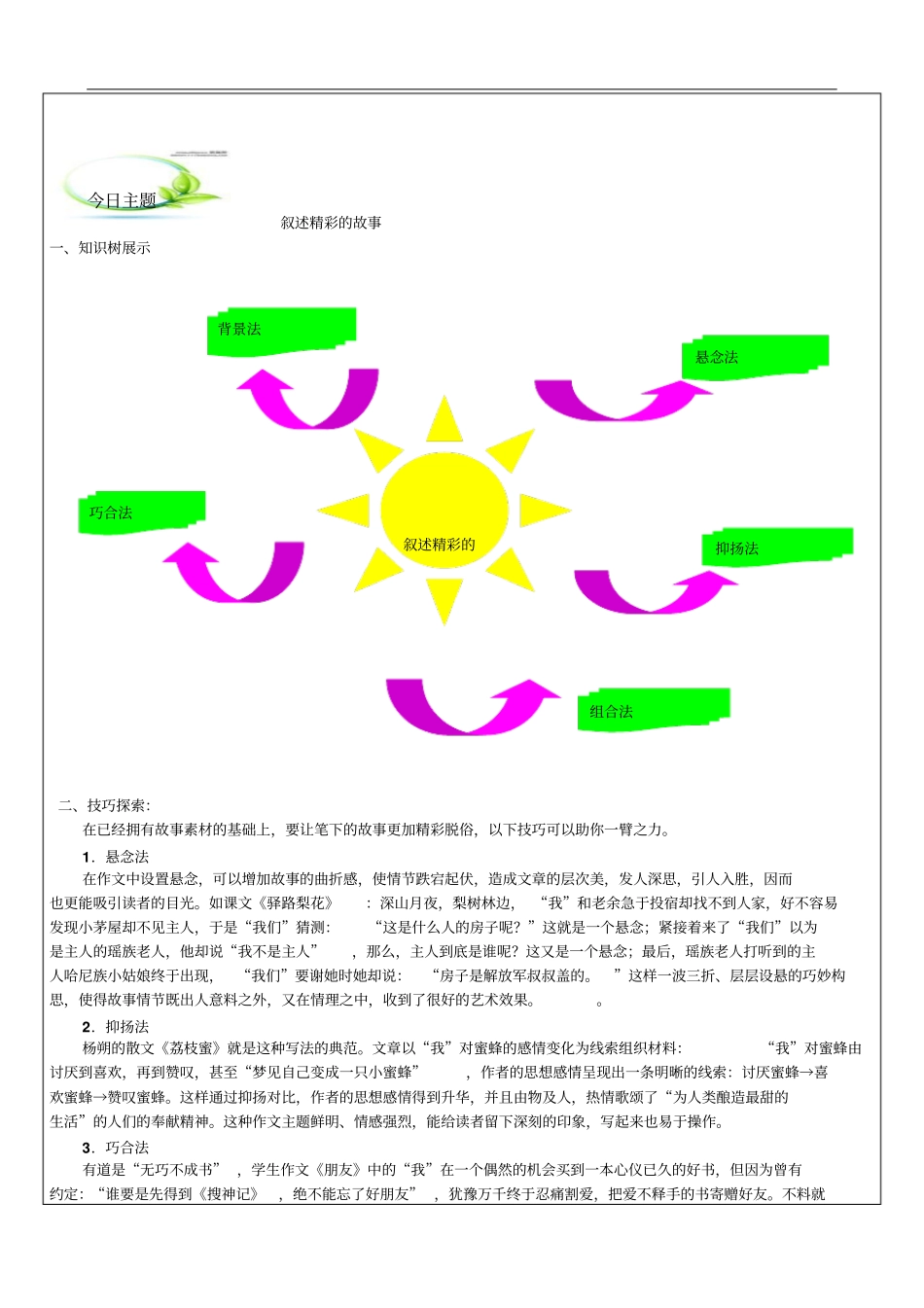 中考冲刺讲义—叙述精彩的故事分析_第3页