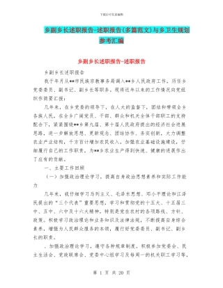 乡副乡长述职报告