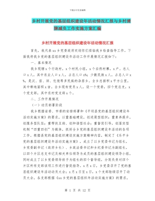 乡村开展党的基层组织建设年活动情况汇报与乡村清牌减负工作实施方案汇编