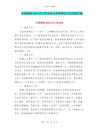 乡林管站2024年工作总结与乡林管站工作总结汇编