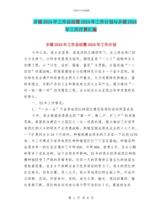 乡镇2024年工作总结暨2024年工作计划与乡镇2024年工作打算汇编
