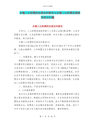 乡镇三公经费的自查自纠报告与乡镇三公经费自查报告范文汇编