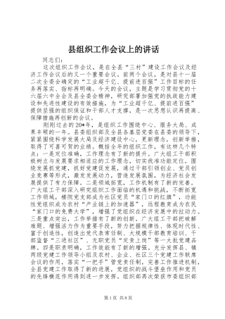 县组织工作会议上的讲话