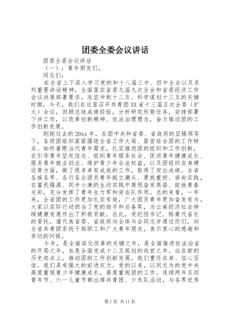 团委全委会议讲话