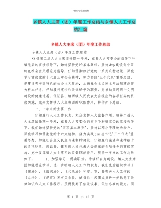 乡镇人大主席年度工作总结与乡镇人大工作总结汇编