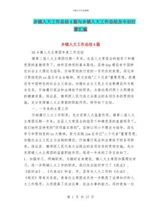 乡镇人大工作总结4篇与乡镇人大工作总结及今后打算汇编