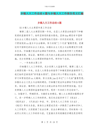 乡镇人大工作总结4篇与乡镇人大工作报告范文汇编