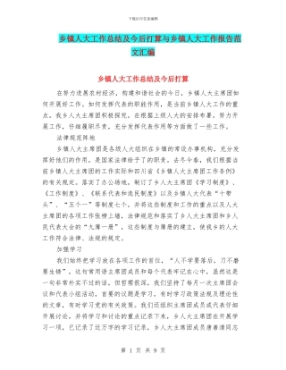 乡镇人大工作总结及今后打算与乡镇人大工作报告范文汇编