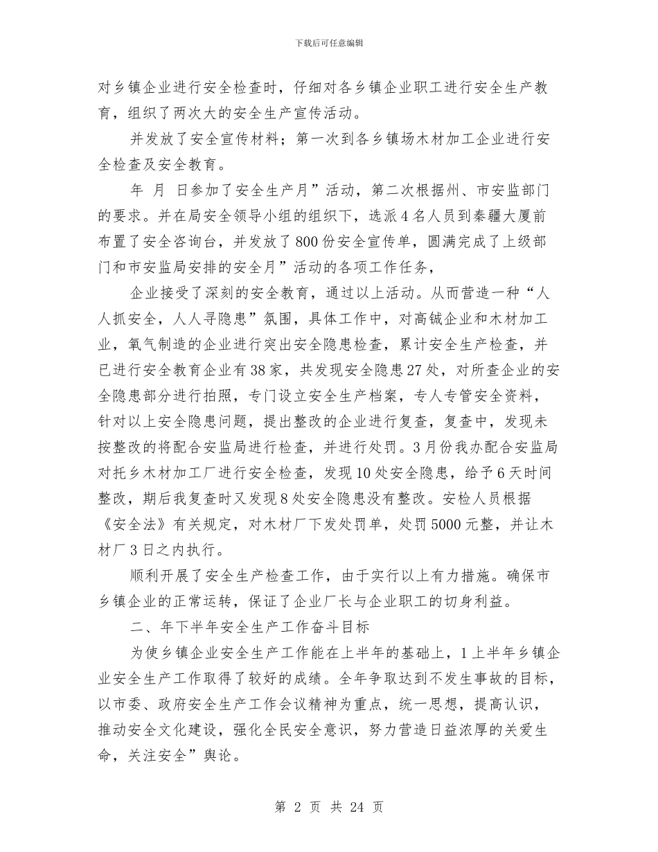 乡镇企业安全生产年终小结与乡镇企业局去年上半年工作总结汇编_第2页