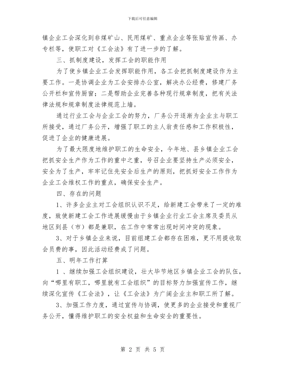 乡镇企业工会年终工作总结报告与乡镇会计2024年度个人总结汇编_第2页