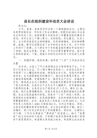 县长在组织建设年动员大会讲话