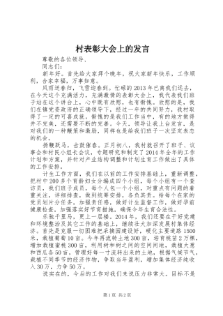 村表彰大会上的发言