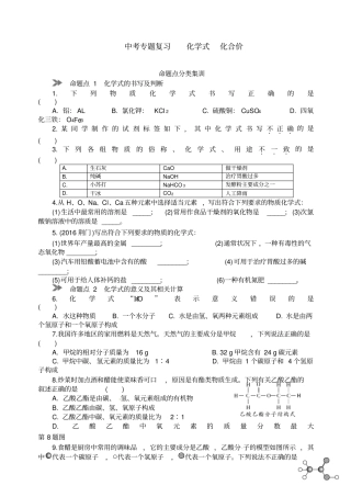中考化学专题复习化学式化合价