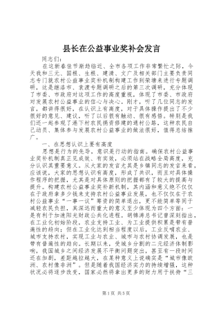 县长在公益事业奖补会发言