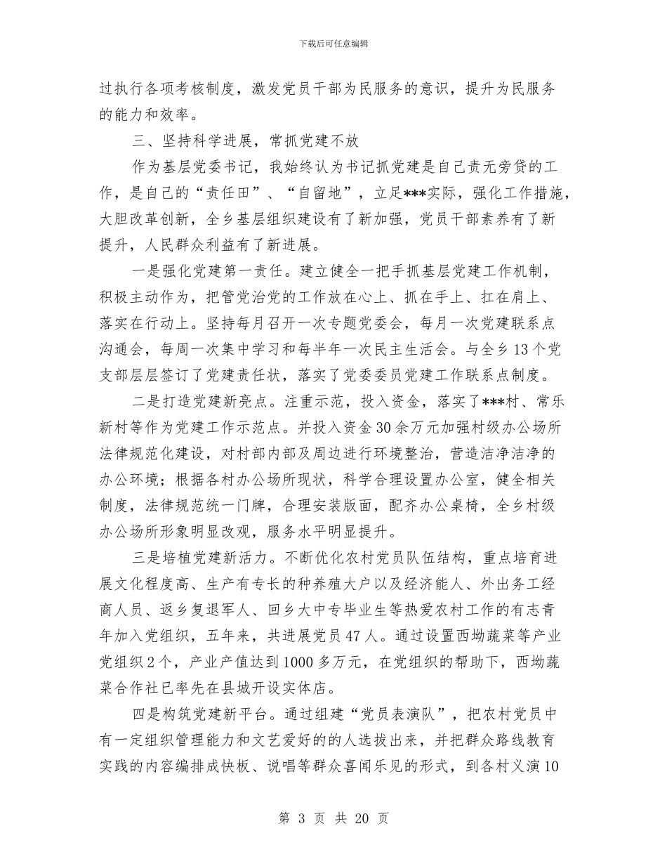 乡镇党委书记同志述职述廉报告与乡镇党委书记工作总结3篇汇编_第3页