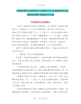 乡镇党委书记述职报告与乡镇党委书记述职报告两篇(多篇范文)汇编