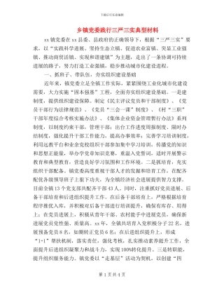 乡镇党委践行三严三实典型材料