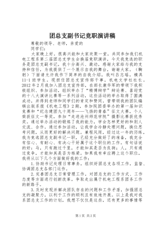 团总支副书记竞职演讲稿