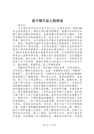 县干部大会上的讲话