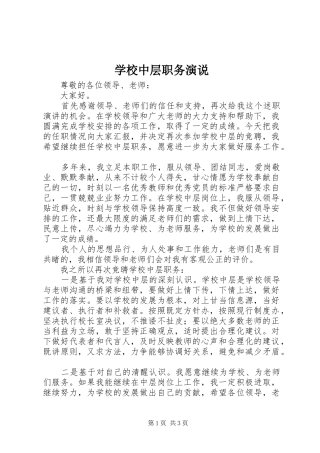 学校中层职务演说