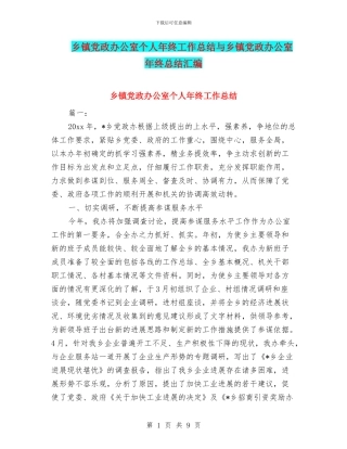 乡镇党政办公室个人年终工作总结与乡镇党政办公室年终总结汇编