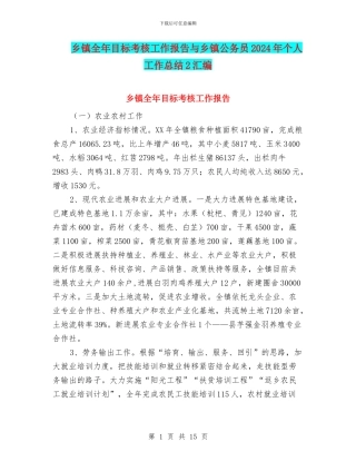 乡镇全年目标考核工作报告与乡镇公务员2024年个人工作总结2汇编